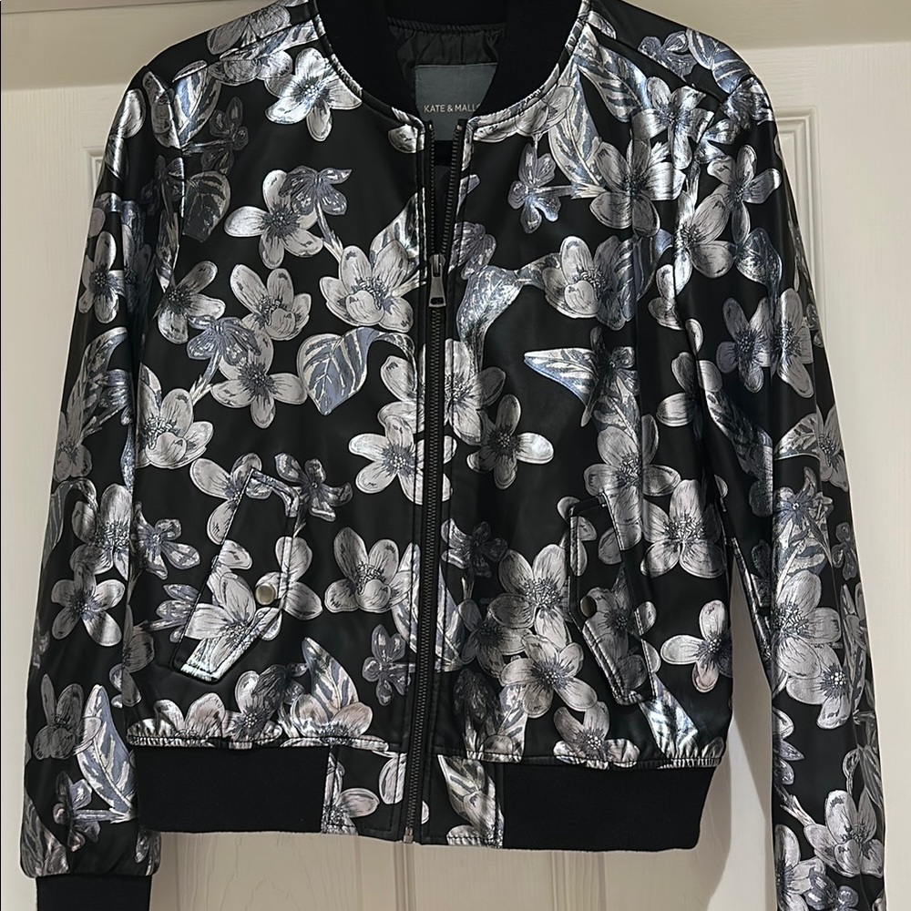 Kate & Mallory Black and Silver Bomber Jacket